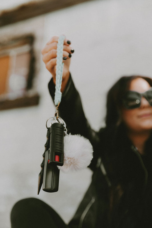 Sea Glass Macramé Safety Keychain