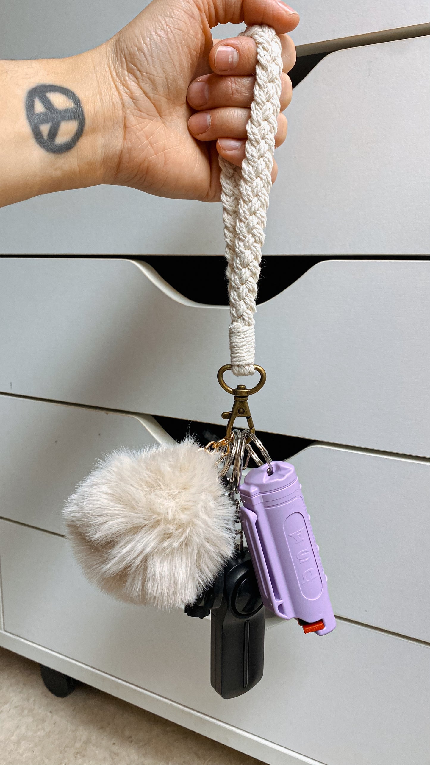 Lavender Fields Macramé Safety Keychain