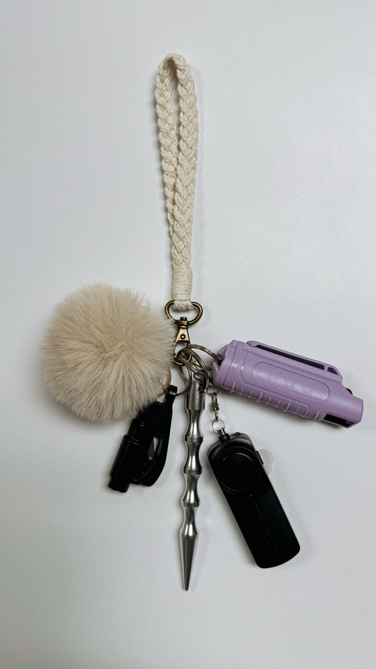 Lavender Fields Macramé Safety Keychain