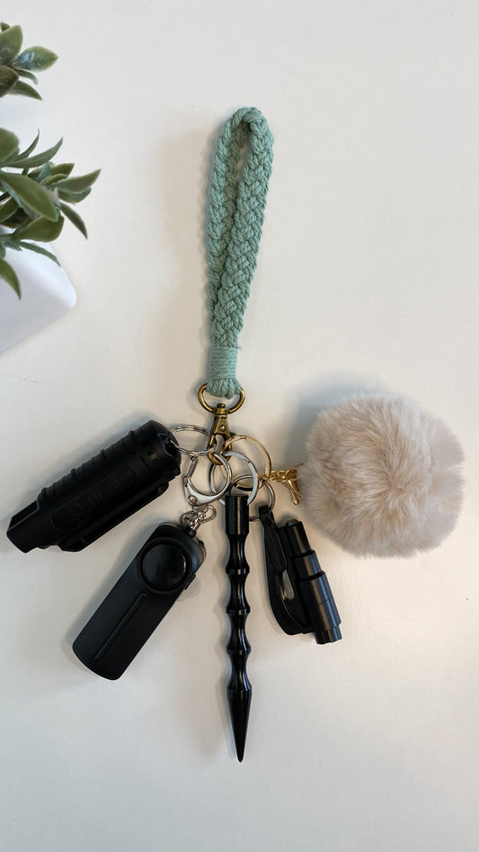 Sea Glass Macramé Safety Keychain