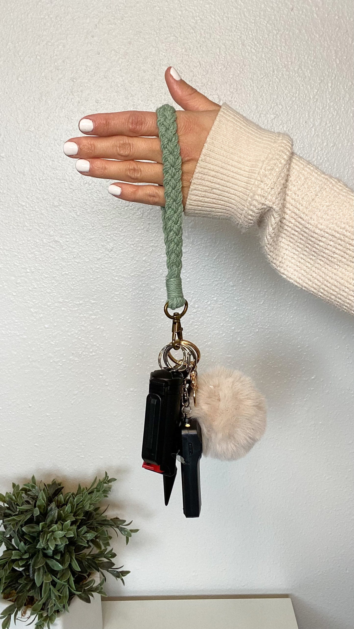 Sea Glass Macramé Safety Keychain