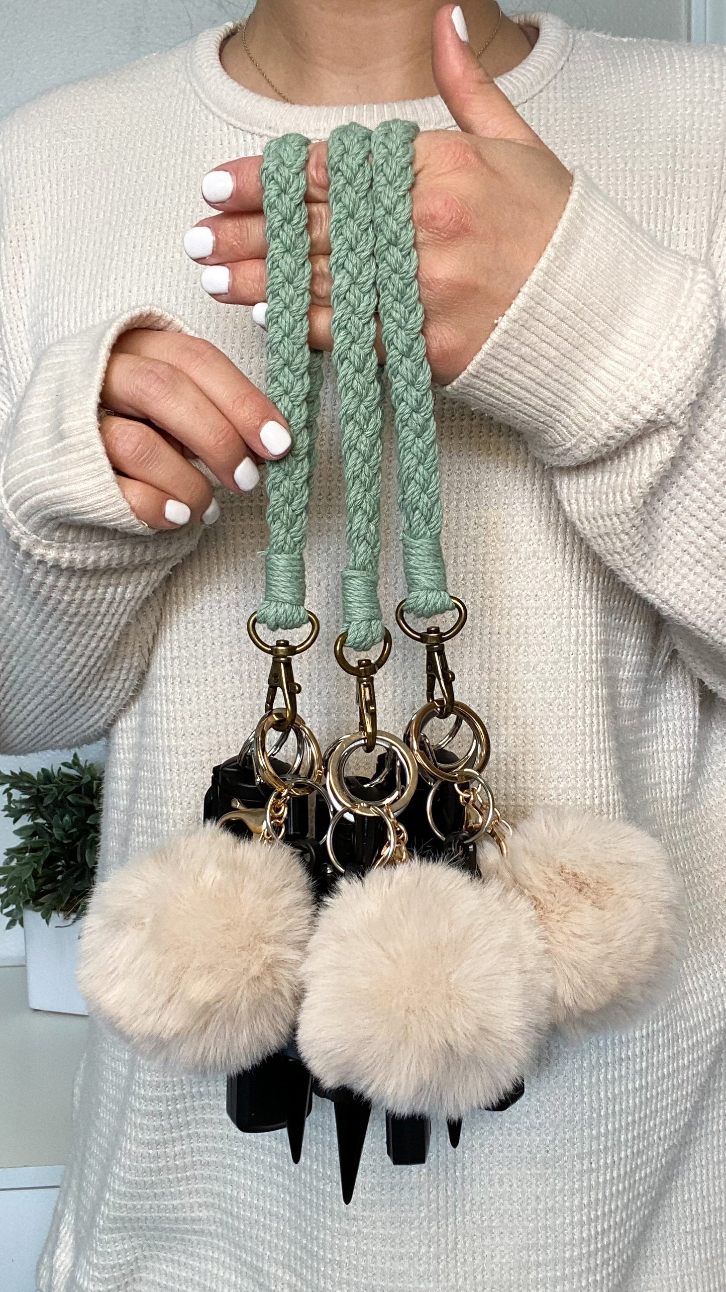 Sea Glass Macramé Safety Keychain