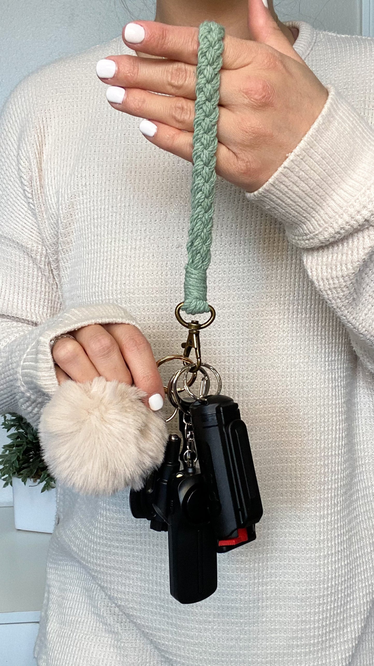 Sea Glass Macramé Safety Keychain