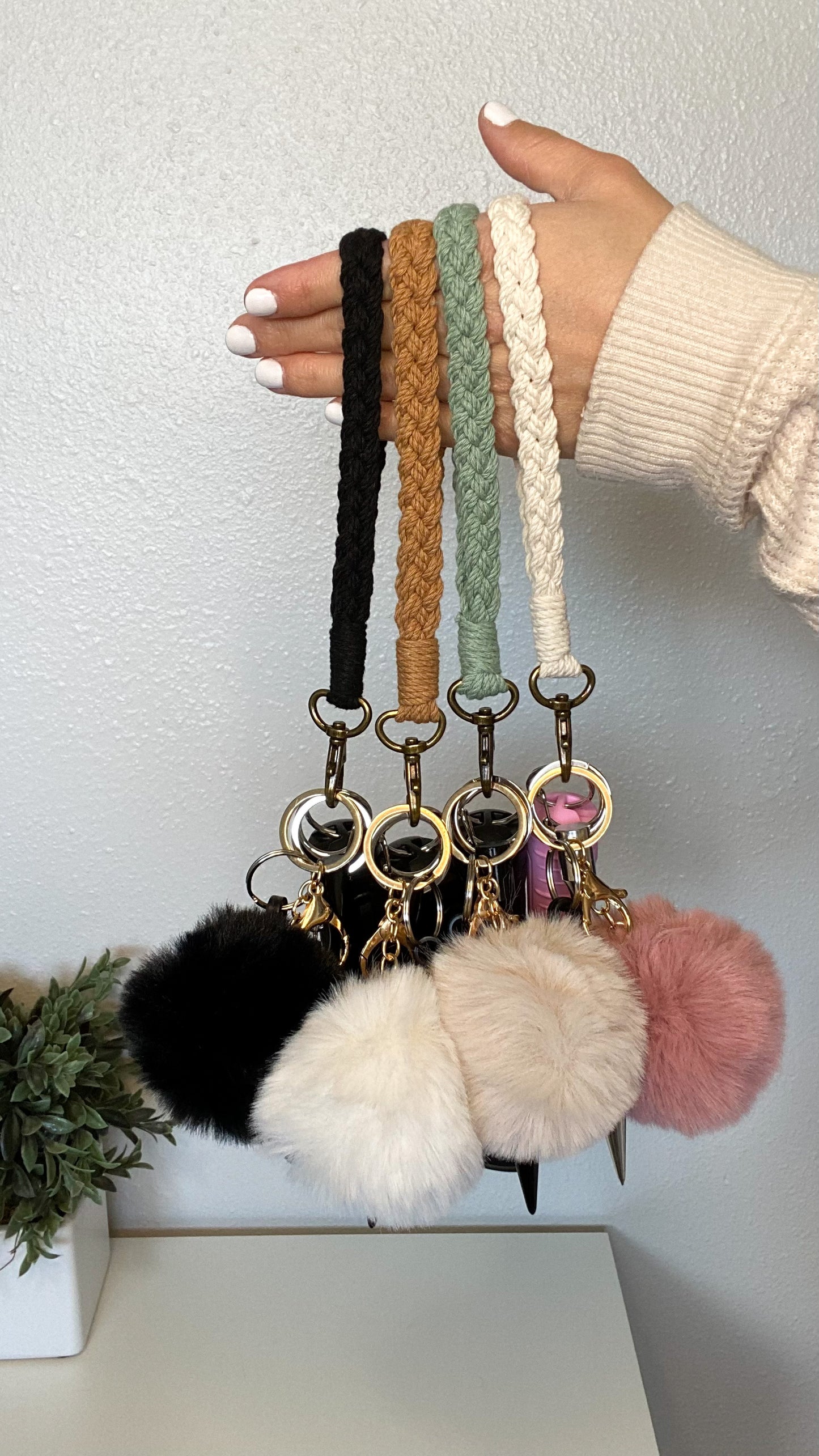 Sea Glass Macramé Safety Keychain